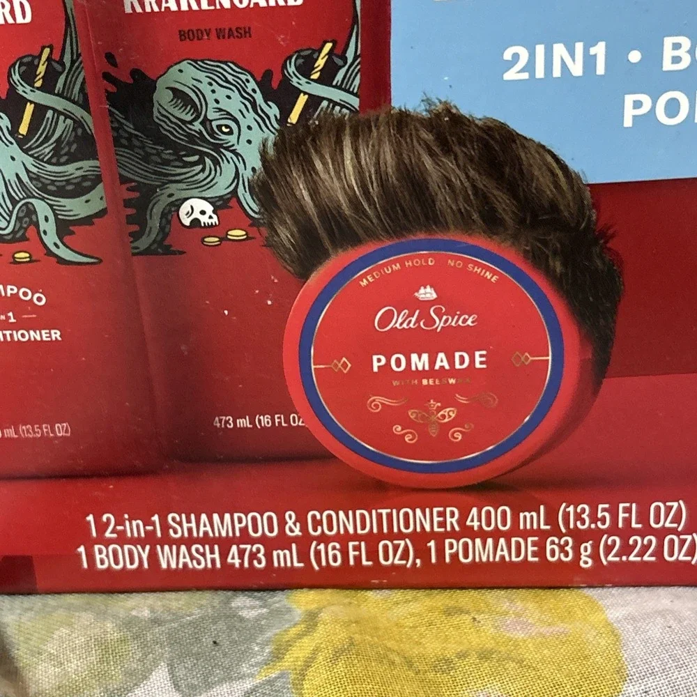 Old Spice Krakengard 3 Pc Body Care‎ Gift Set NEW Shampoo Body Wash Pomade